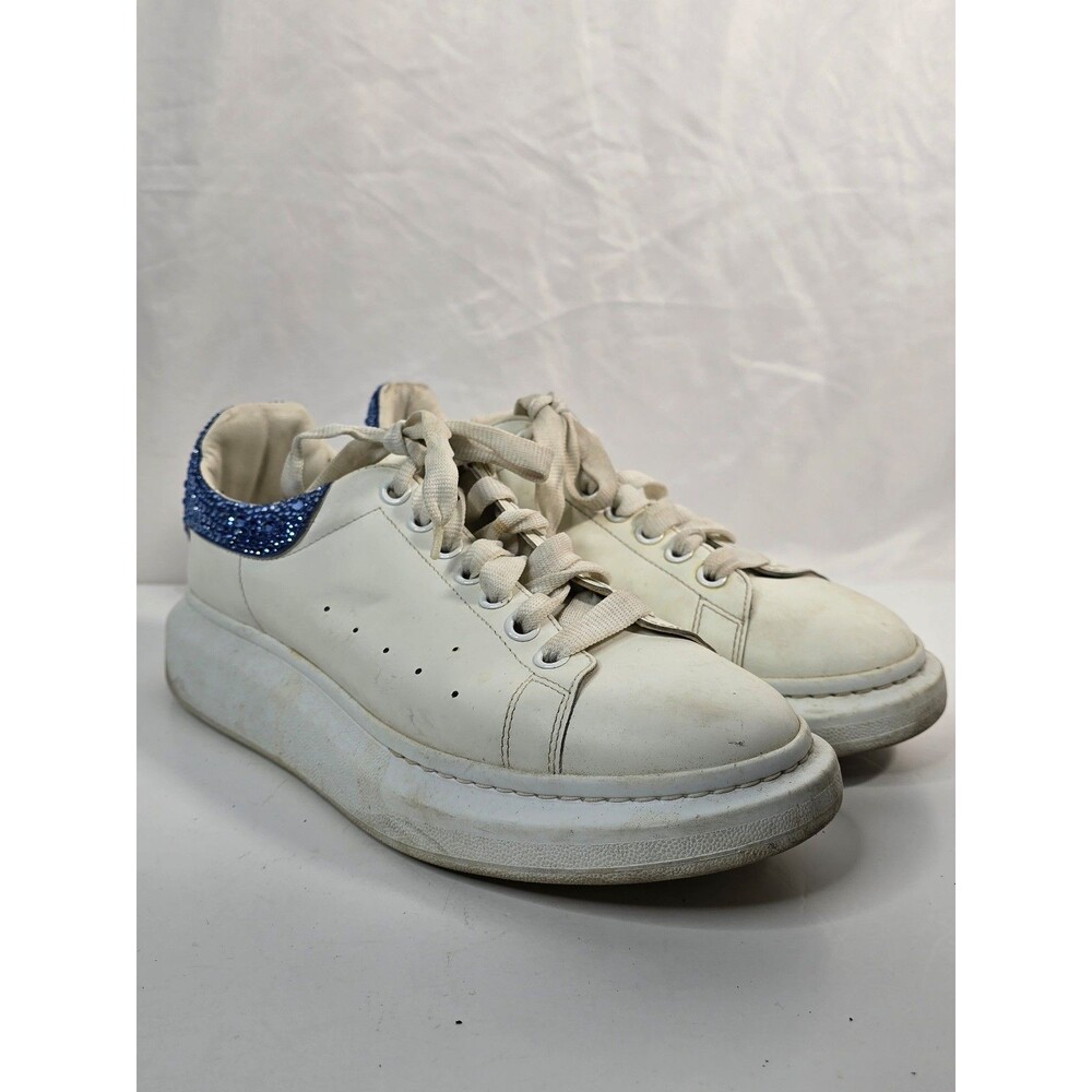 alexander McQUEEN Oversized White Sneaker w/Blue Glitz Size .43 1/2 E